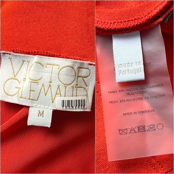 VICTOR GLEMAUD Red Ponte Knit Strapless Sheer Panel Cutout Bodycon Mini‎ Dress M - Picture 7 of 9